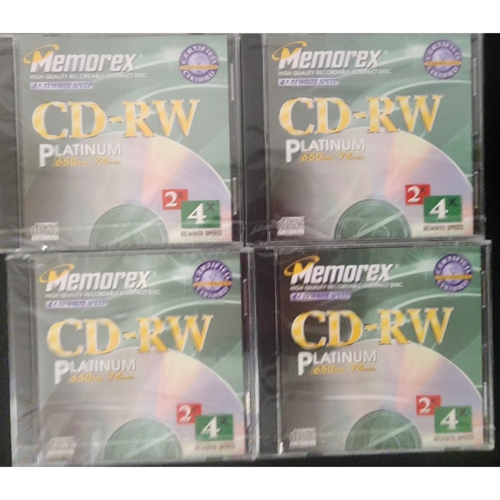 Memorex CD-RW  Platinum Rewritable 4x Rewrite Speed  650MB 74 Minutes  (4)